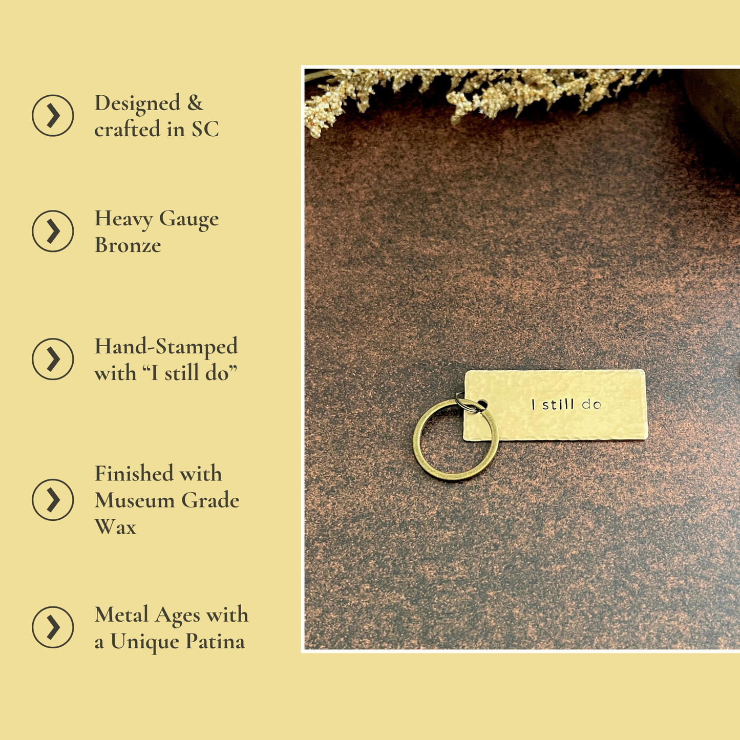 "I Still Do" Hand-Stamped Bronze Keychain