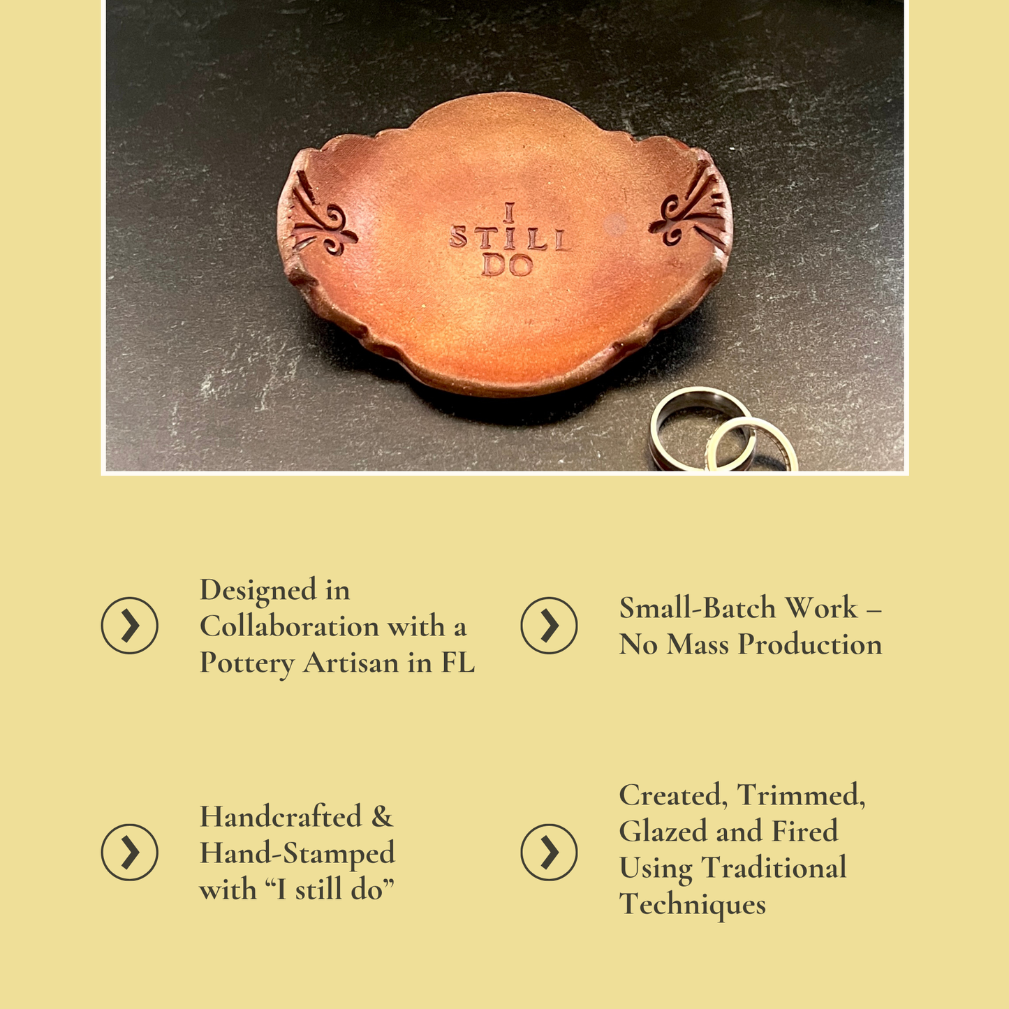 9th Anniversary Pottery Ring Dish - "I still do" Handcrafted Keepsake