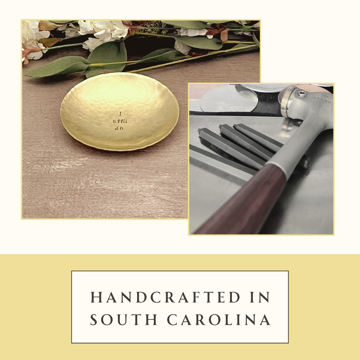 "I Still Do" Hand-Stamped Brass Ring Dish, Round
