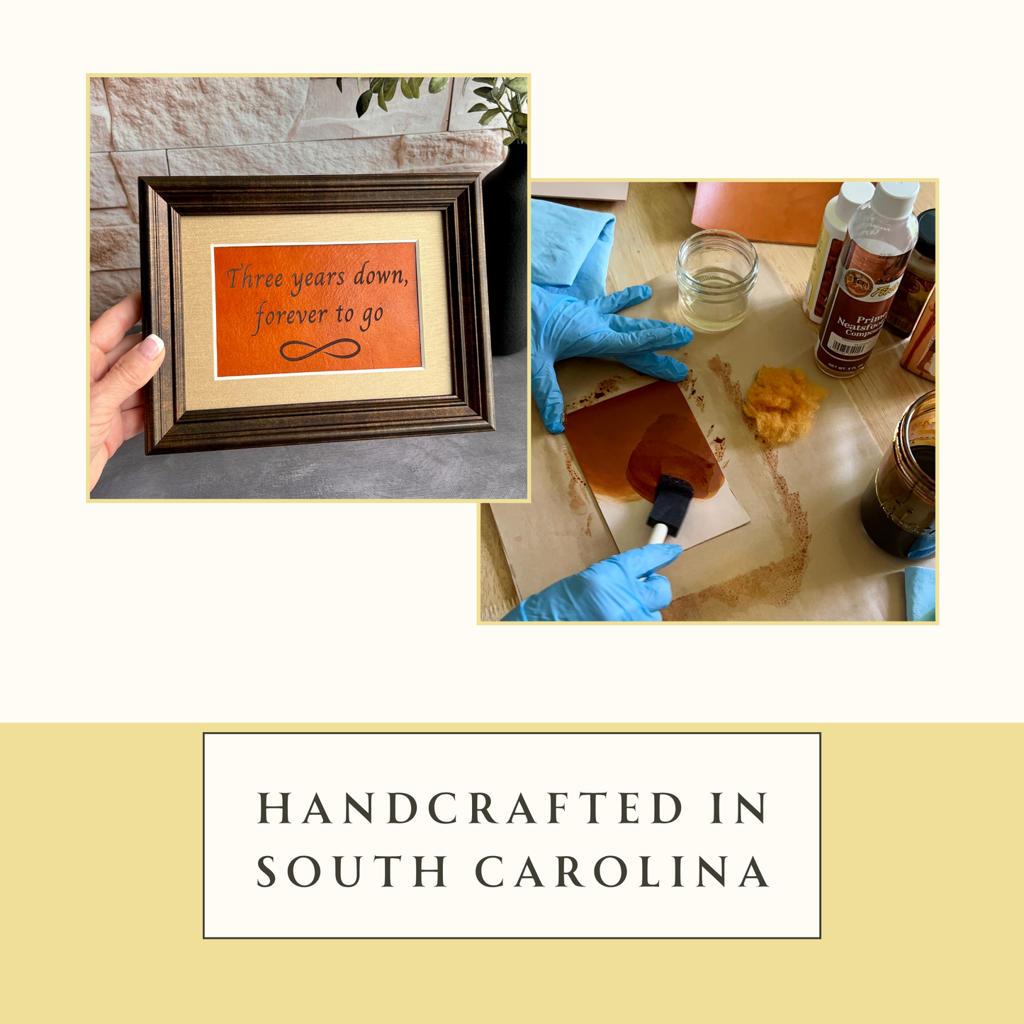 3 Year Leather Wedding Anniversary Framed Keepsake, Forever To Go