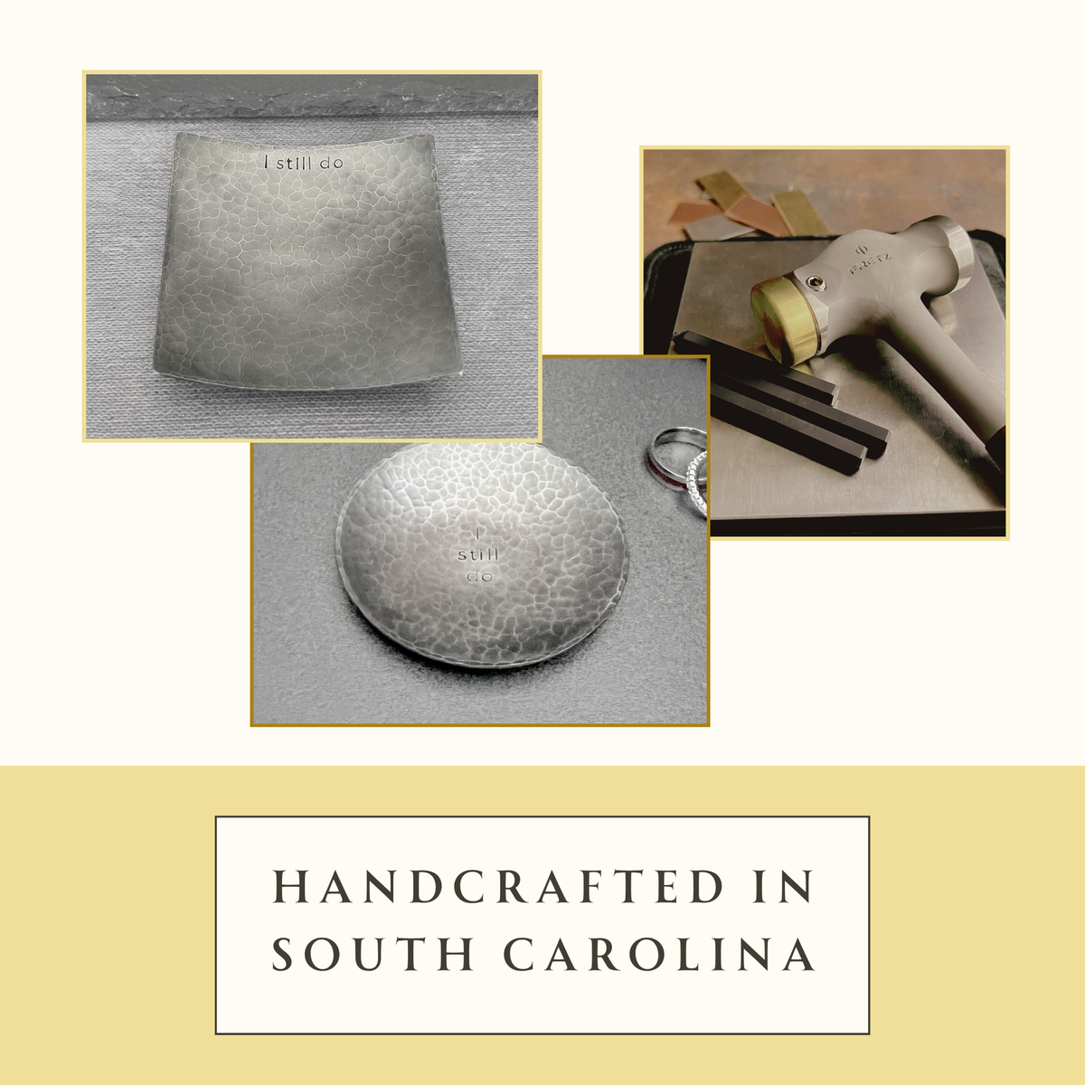 I Still Do Steel Ring Dish - Square, Hammered