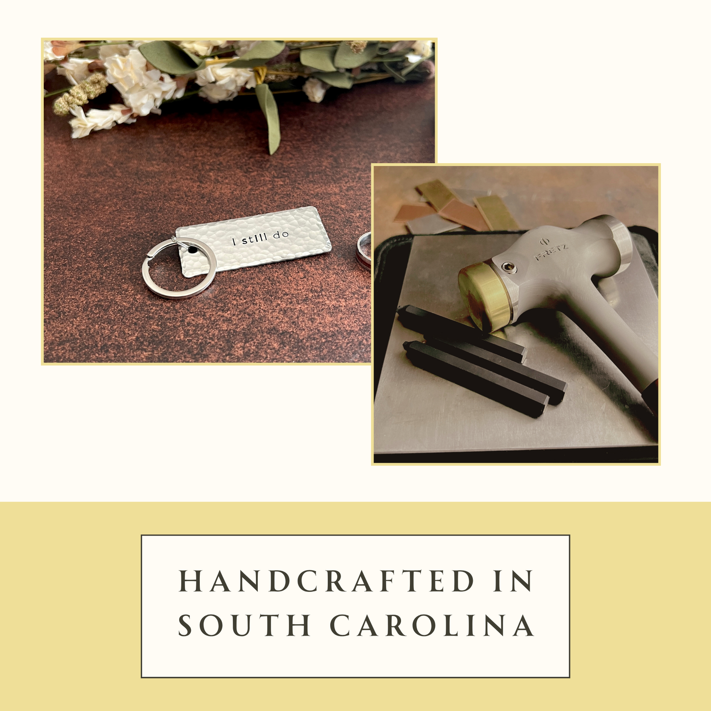 "I Still Do" Hand-Stamped Pewter Keychain