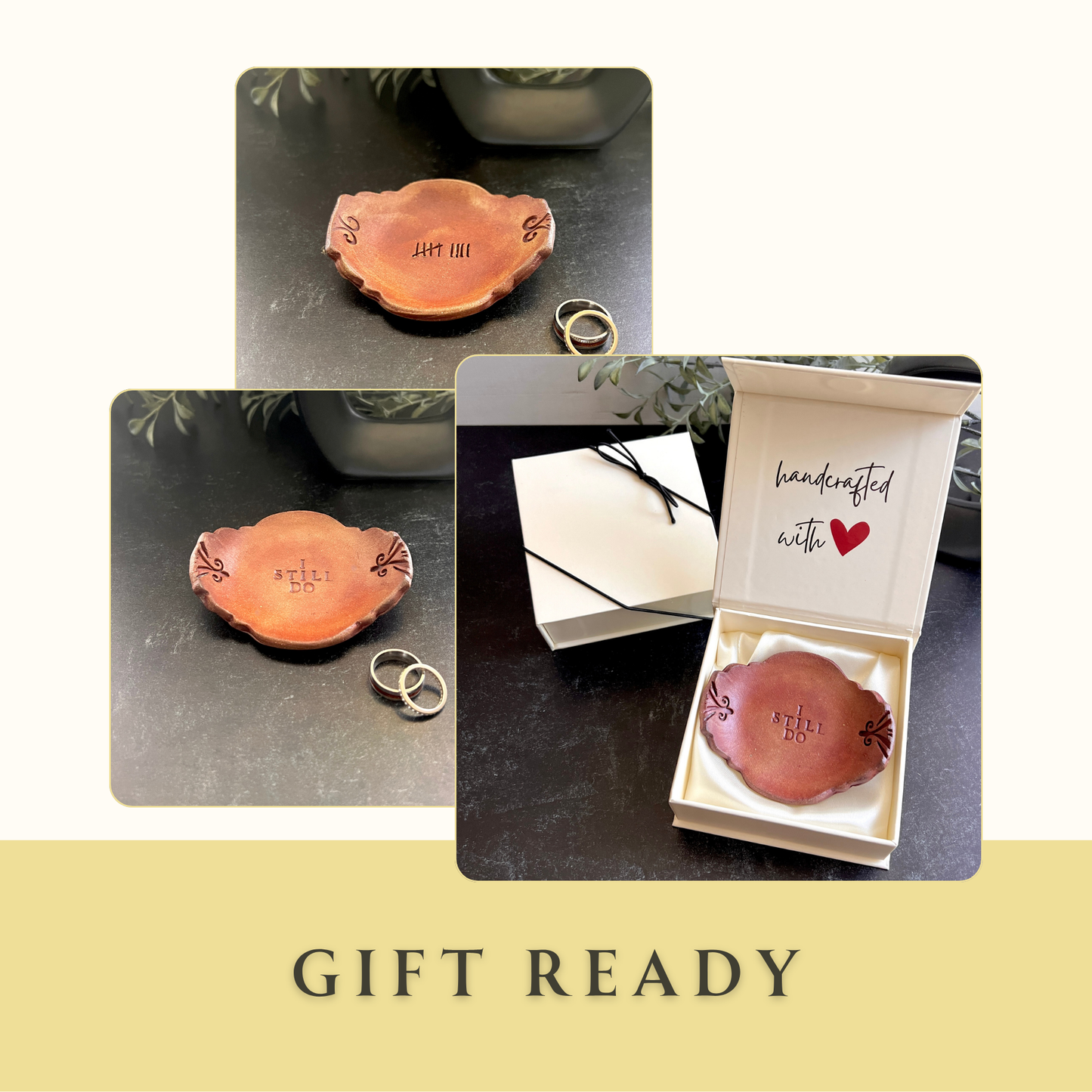 9th Anniversary Pottery Ring Dish - "I still do" Handcrafted Keepsake