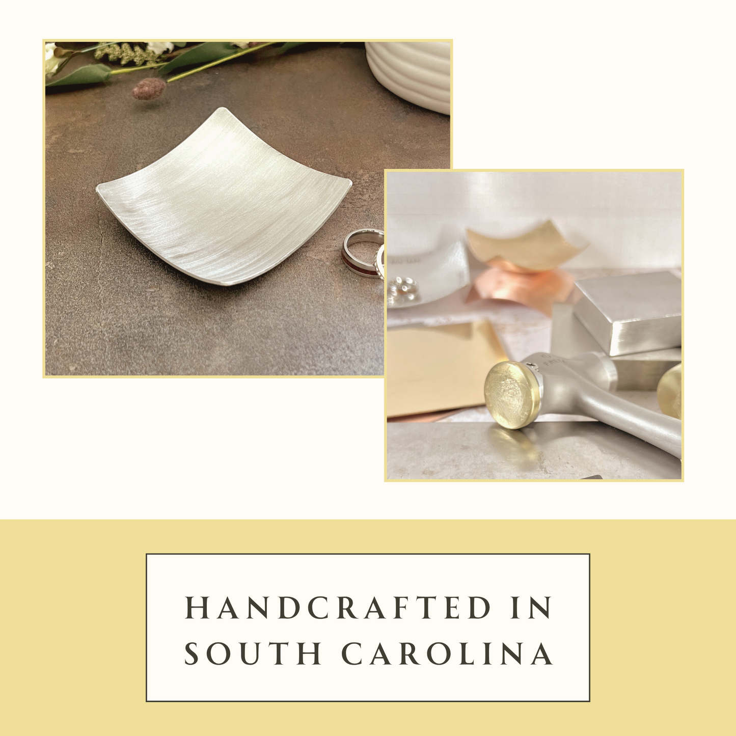 3" Square Pewter Ring Dish - Brushed Finish