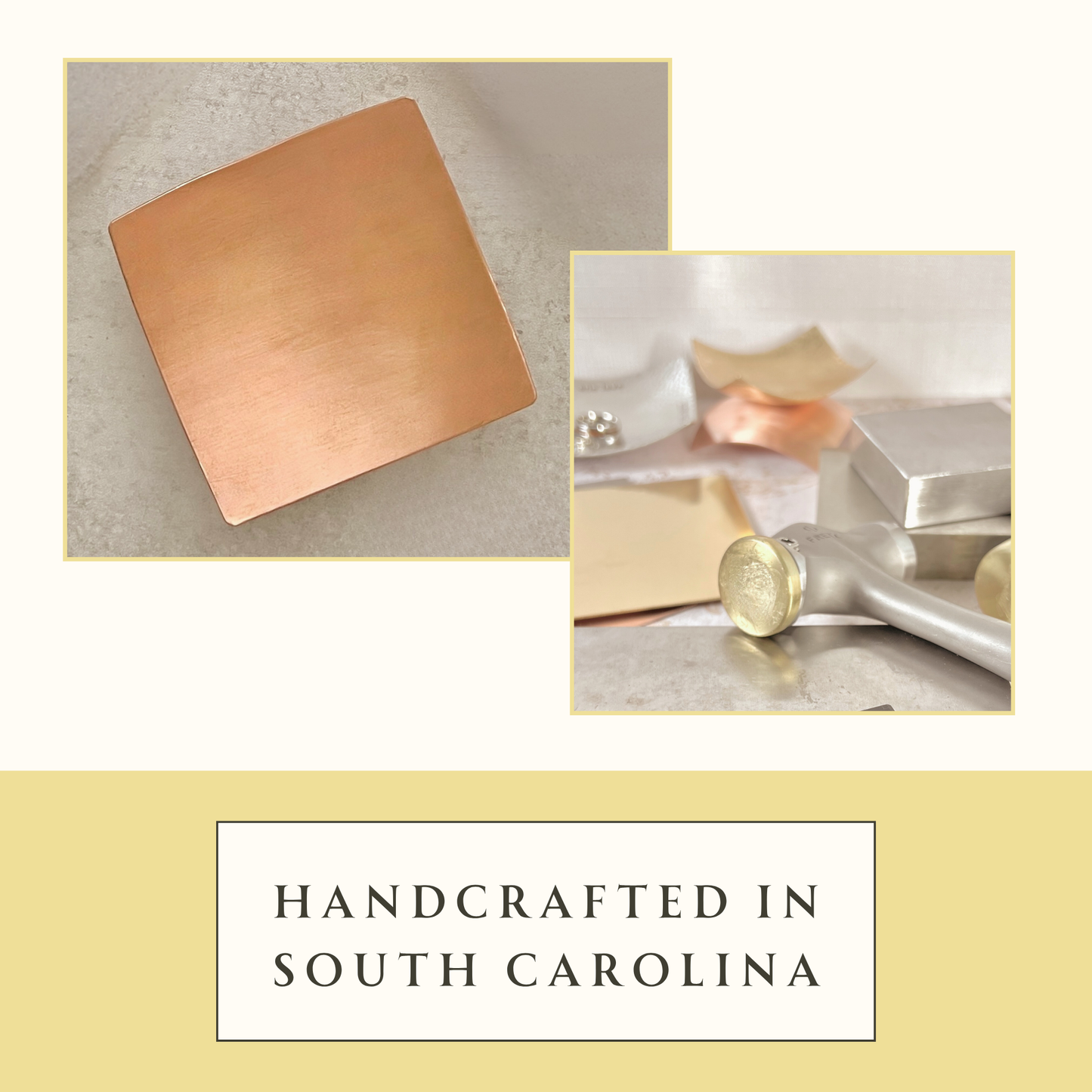 3" Square Copper Ring Dish - Brushed Finish