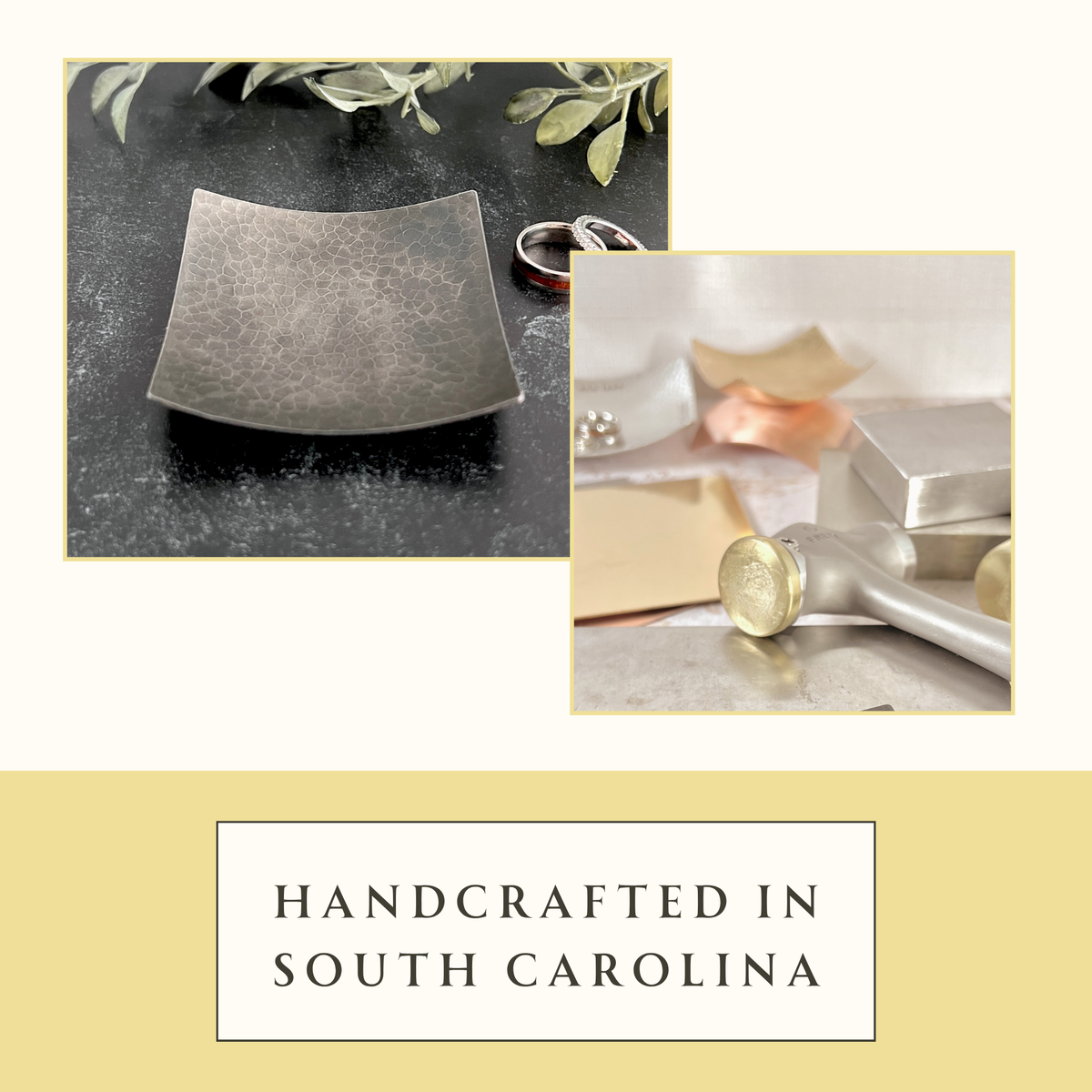 Steel Ring Dish - Square, Hammered