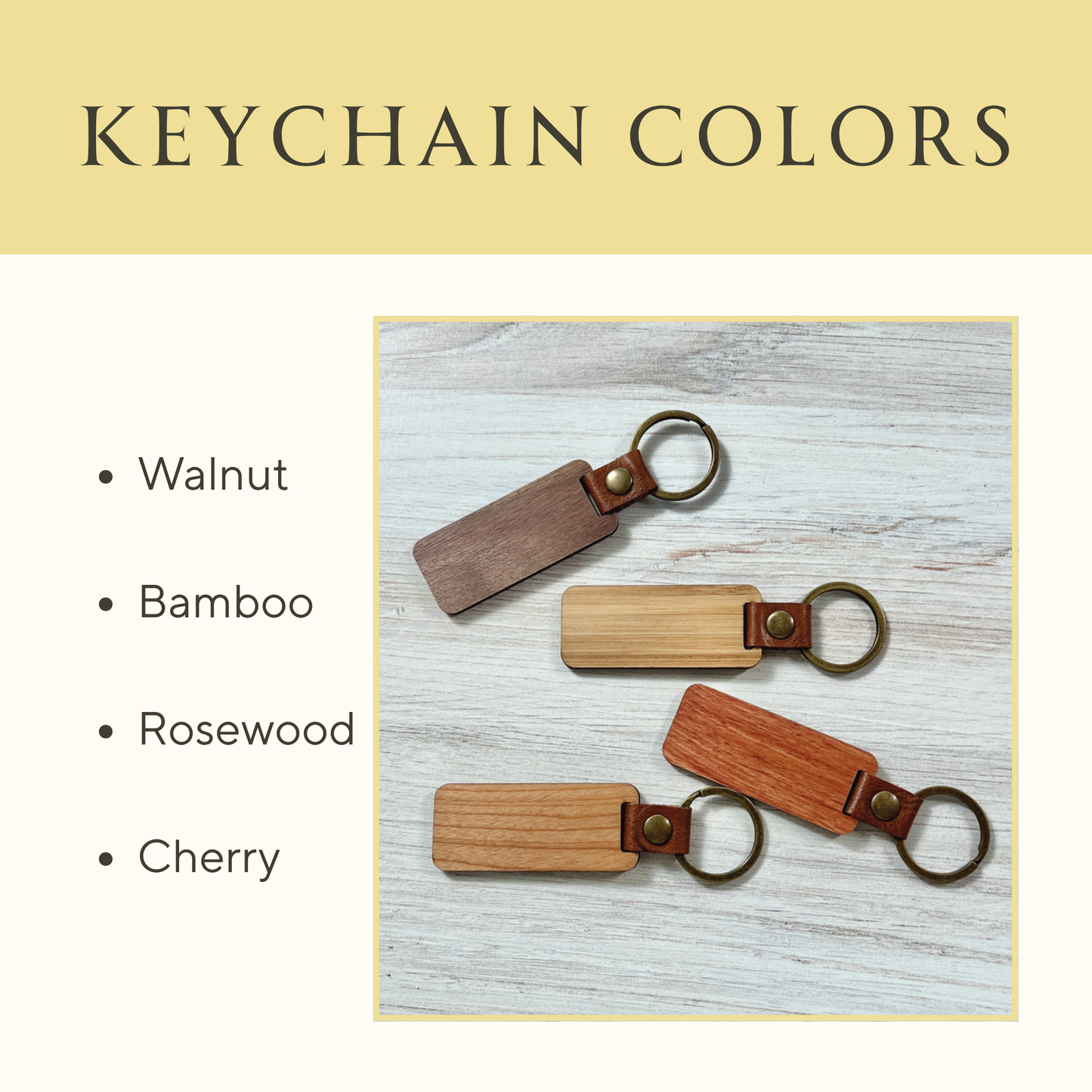 Blank Wood Keychain Blanks – Walnut, Cherry, Bamboo, Rosewood – Finished Craft Supplies