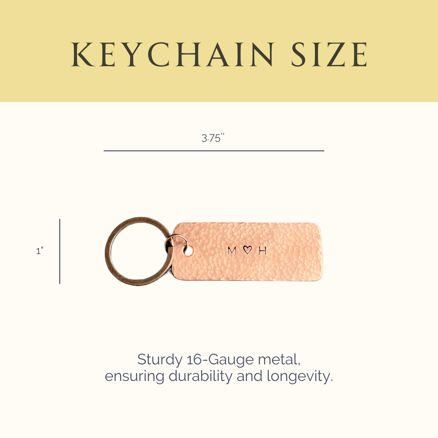 Hand-Stamped Anniversary Keychain – Copper, Bronze, or Pewter