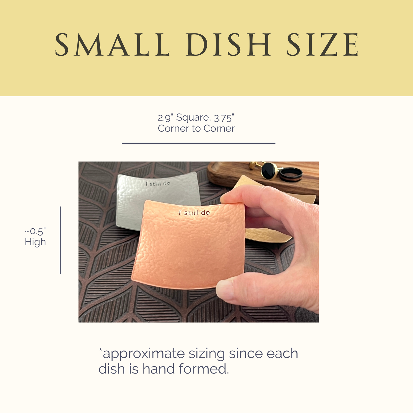 “I Still Do” Engraved Ring Dish – Hammered Copper, Bronze, or Pewter Christmas Gift