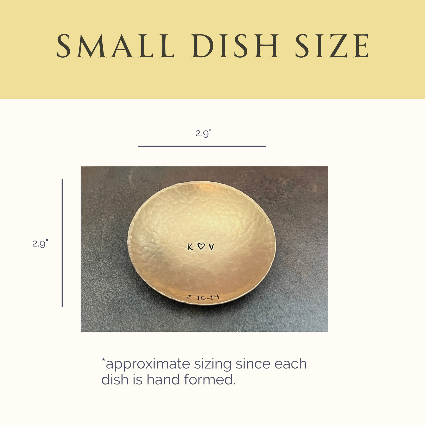 Personalized Bronze Ring Dish - Round, Hammered & Custom Stamped