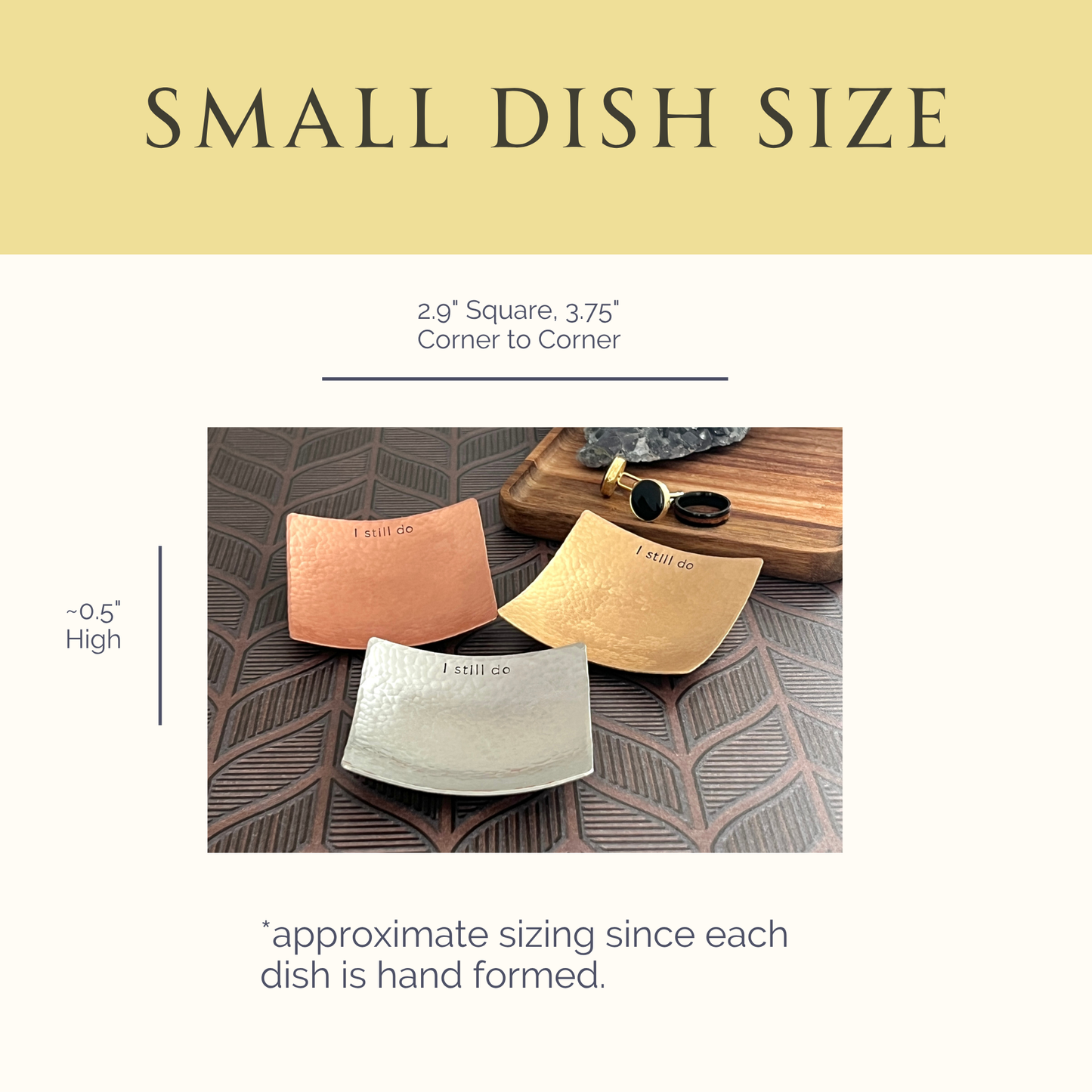 Square Copper Ring Dish - Hammered & Custom Stamped