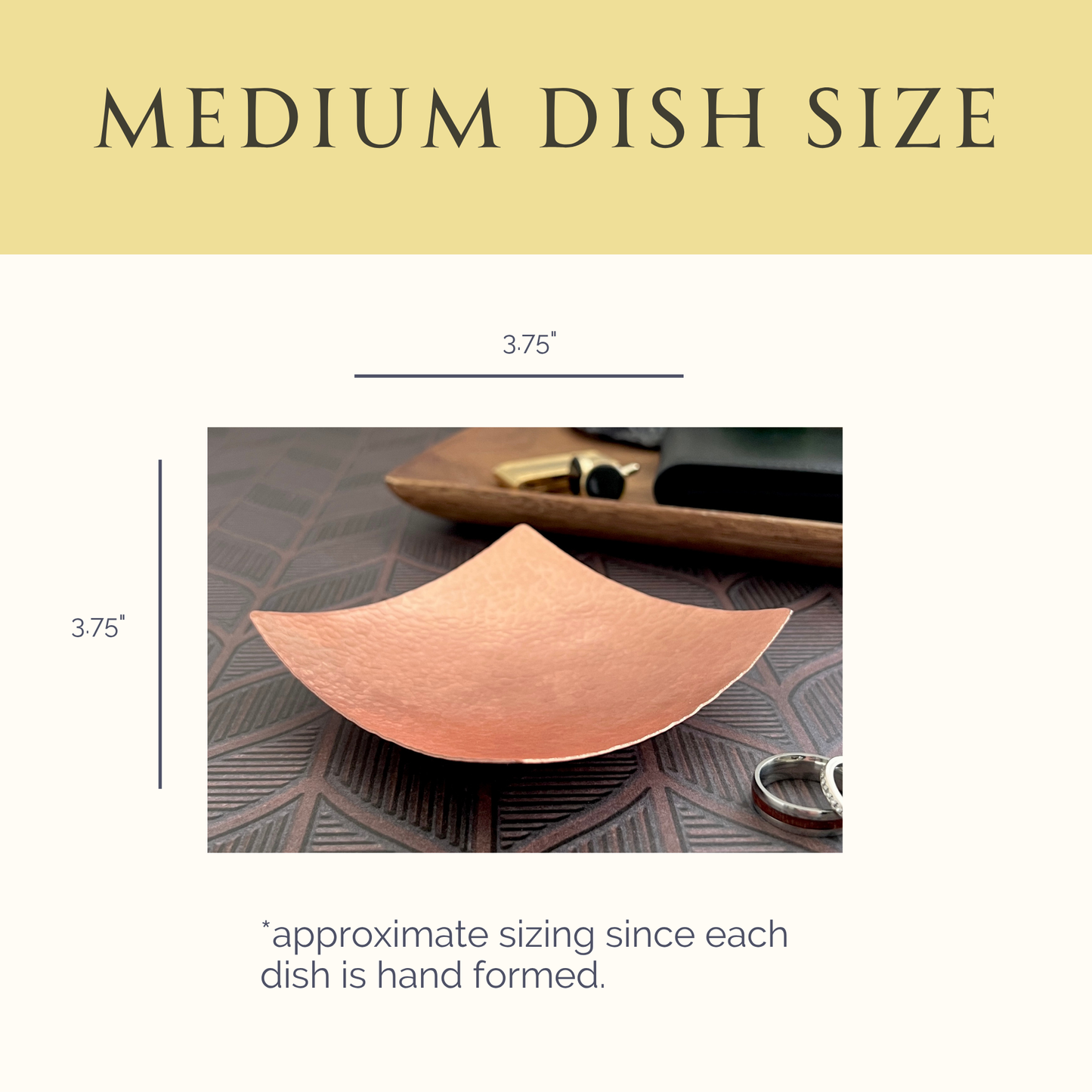 Square Copper Ring Dish - Hammered & Custom Stamped