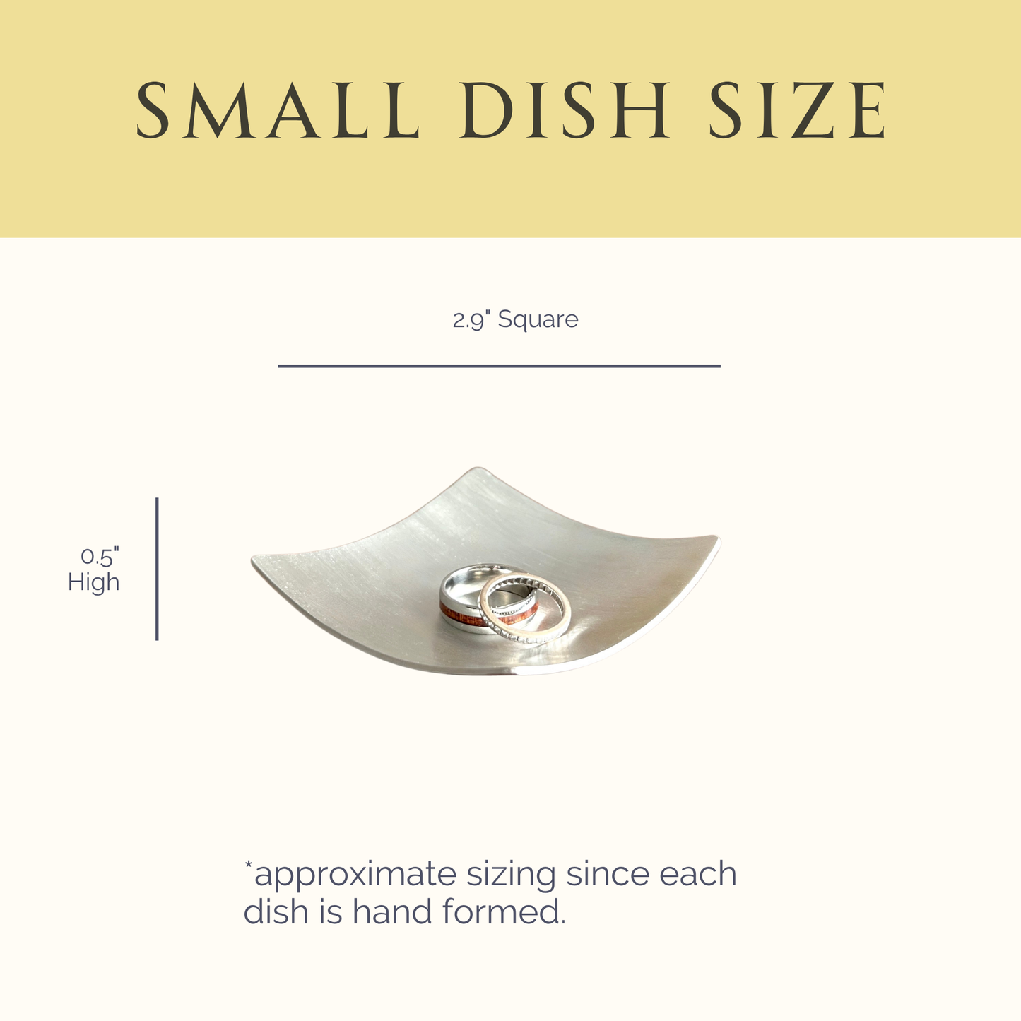 3" Square Pewter Ring Dish - Brushed Finish