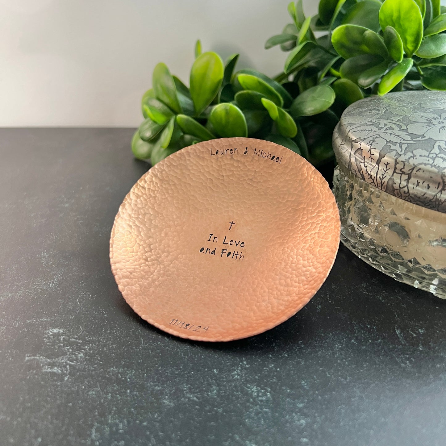 Personalized Handcrafted Copper Ring Dish