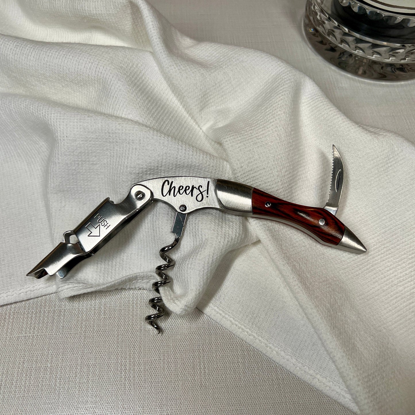 Custom Wedding or Party Favor For Guests, Stainless Steel Professional Series Corkscrew with Personalization