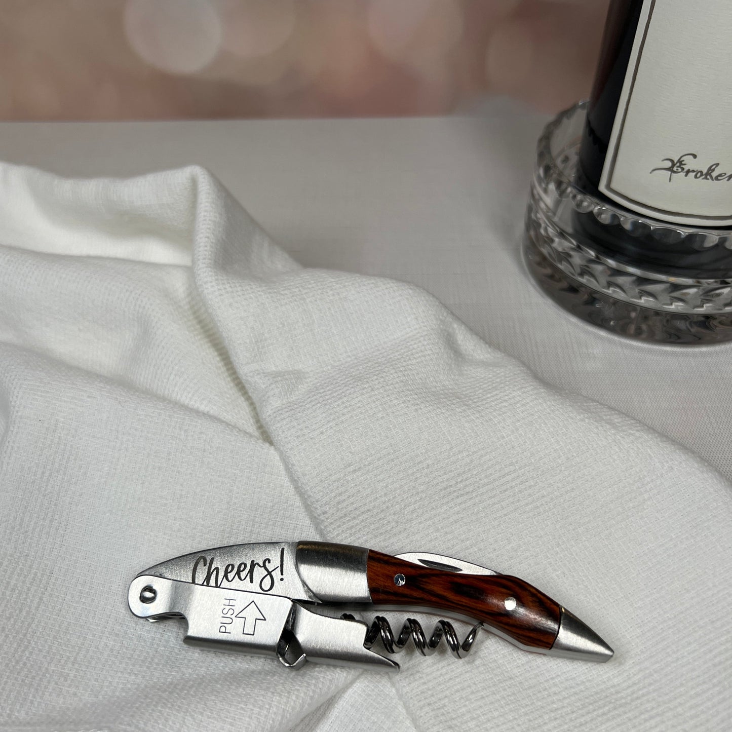 Custom Wedding or Party Favor For Guests, Stainless Steel Professional Series Corkscrew with Personalization
