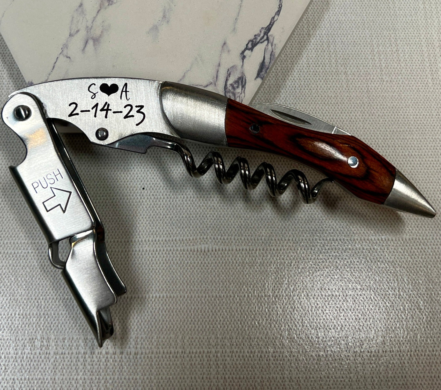 Custom Wedding or Party Favor For Guests, Stainless Steel Professional Series Corkscrew with Personalization