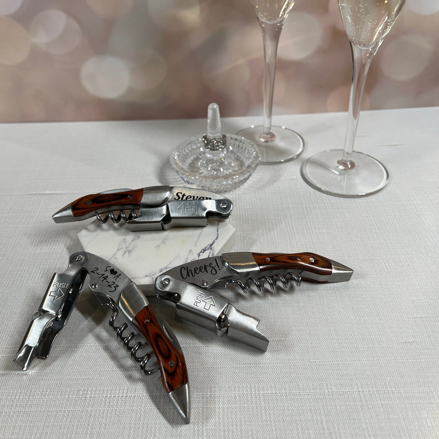 Custom Wedding or Party Favor For Guests, Stainless Steel Professional Series Corkscrew with Personalization