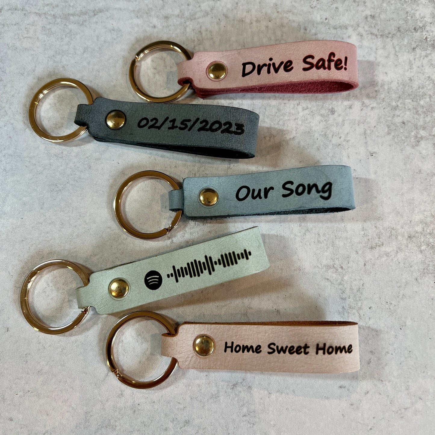 Personalized Leather Key Chains, Choice of Five Colors