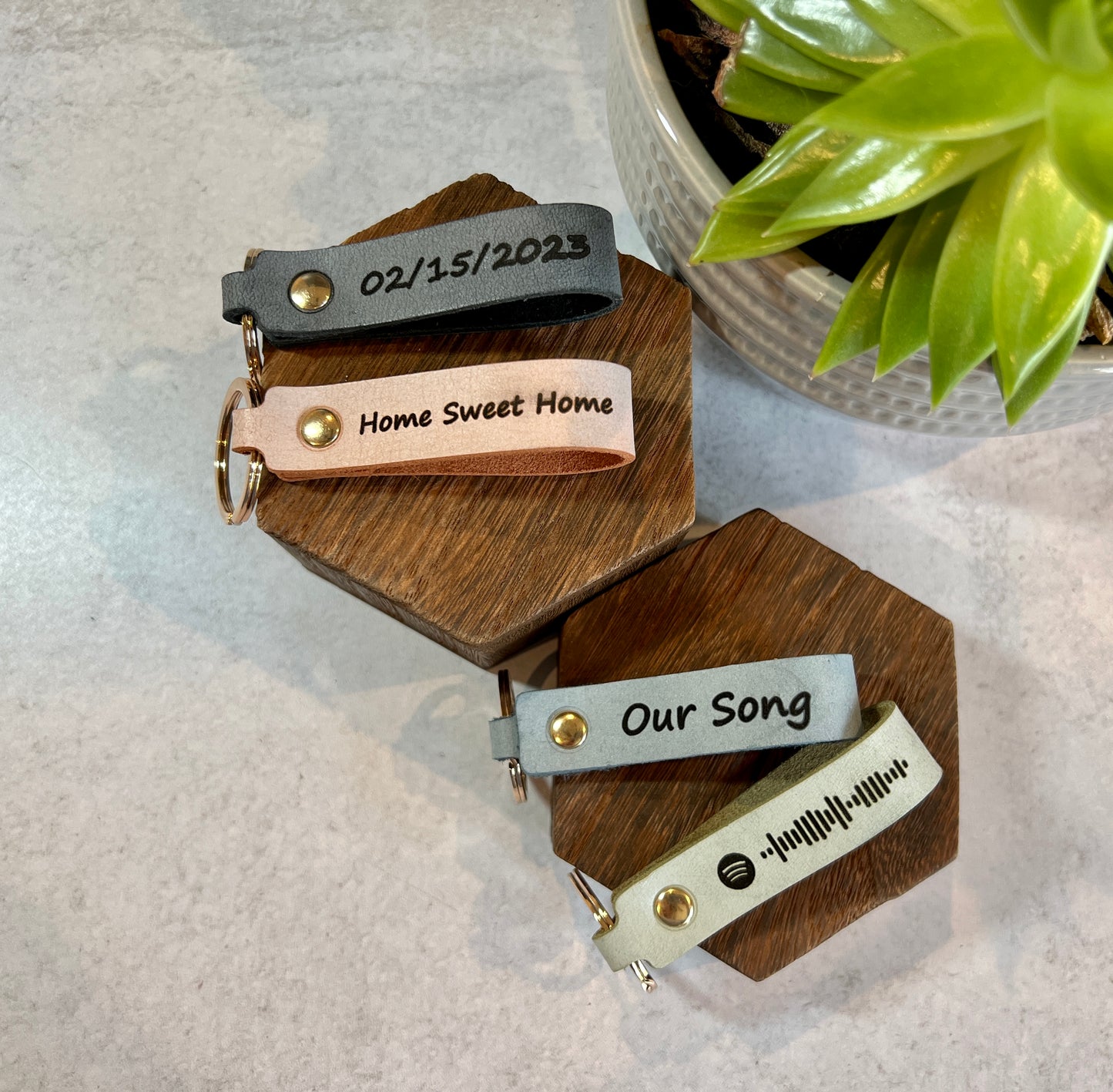 Personalized Leather Key Chains, Choice of Five Colors