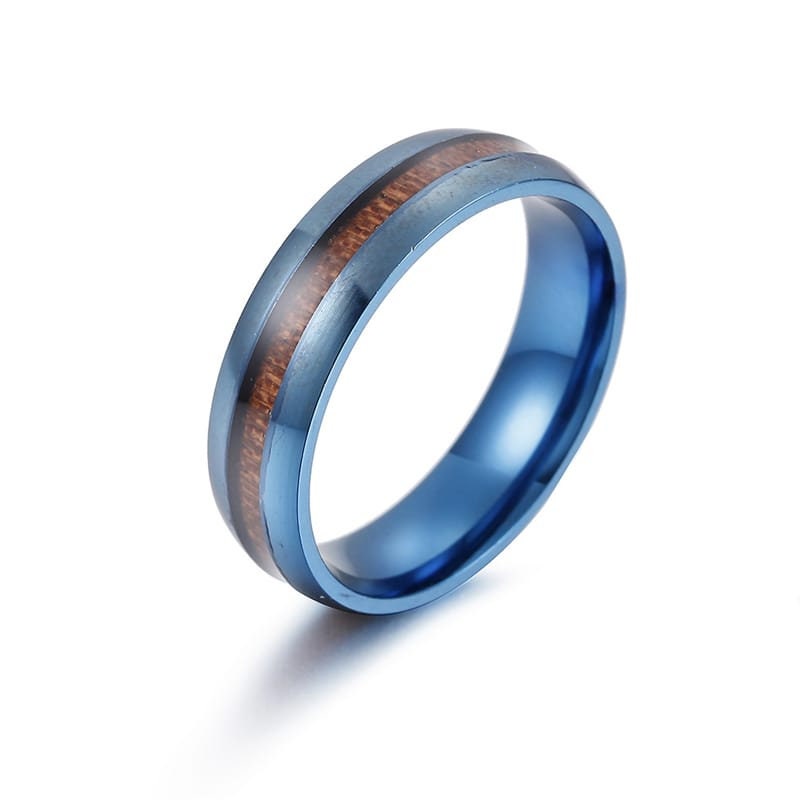 Men's Stainless Ring with Wooden Inlay